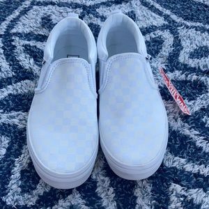 Vans Asher white checkerboard Slip-Ons